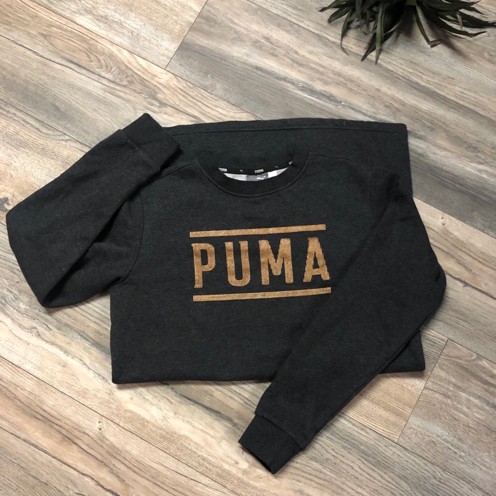 {Puma} Long Grey & Bronze Crew Neck  Sweat…